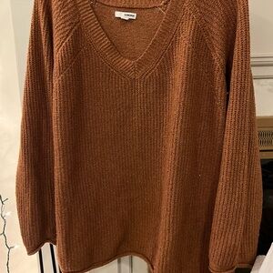 Sonoma V-Neck Knit Sweater in Rust Brown